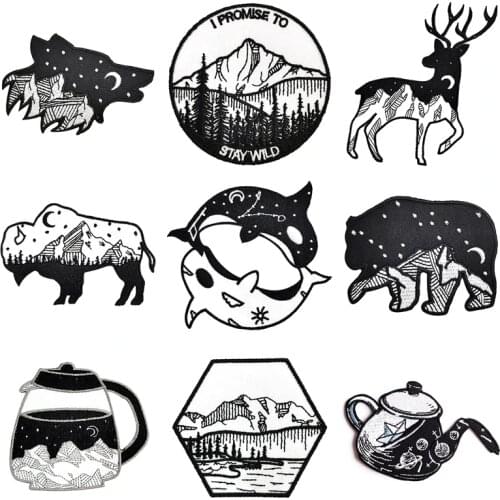 Wilderness Patch Clothing thermoadhesive Patches For Clothing Iron On Patches On Clothes Sticker Animal Embroidery Patch Decor
