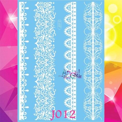 Women Wedding Henna Lace Big Size White Temporary Tattoo Stickers AJ012 Fake Water Transfer Henna Lace Design Tattoo Arm Sleeve