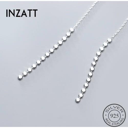 INZATT Real 925 Sterling Silver Tassel Drop Earrings For Elegant Women Party Fine Jewelry Fashion Minimalist Accessories Gift