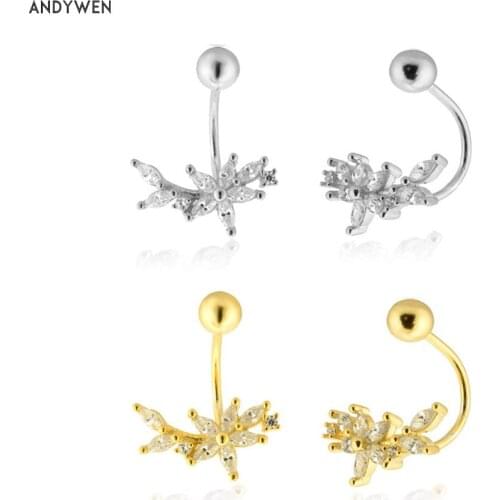 ANDYWEN 925 Sterling Silver Gold Beads Thread Circle Loops Women Fine Jewelry Luxury Clips Wedding Party Special Jewels Gift