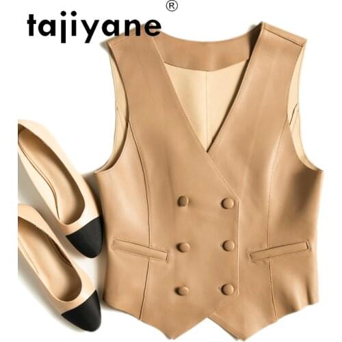 For Tops Tank Women Rel Sheepskin Sleeveless Jackets Womens Genuine Leather Vests Woman Clothing Chaleco Mujer TN2861