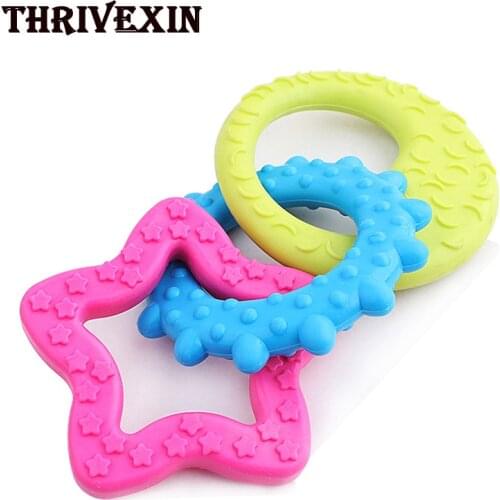 Dog Tooth Chew Toy Rubber Molar Sun Moon Star Three Chain Toys Dogs Cats Training Bite Resistant Product Pet Supplies