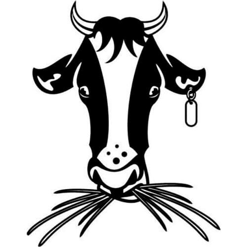 12*15CM Adorable Eating Grass Cow Vinyl Car Sticker Animal Car Styling Personalized Car Decals Black/Silver C9-1587