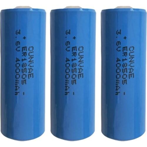 3packs CUNVAE ER18505 18505 3.6V A size Lithium Battery ER18505 LS18505 4000Mah Li-SOCl2 Battery PLC controly battery
