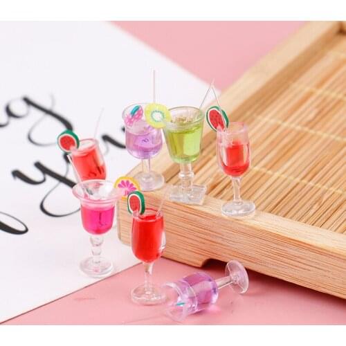 4Pcs 1:12 Dollhouse Miniature Colorful Mini Cute Drink Juice Cup Cocktail Doll Kitchen Decor Accessories Kids Play Toys