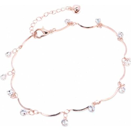 5pcs Foreign Trade Simple Beach Ladies Anklet Foot Accessories Metal Chain Fashion Rose Gold Female Feet Bare C