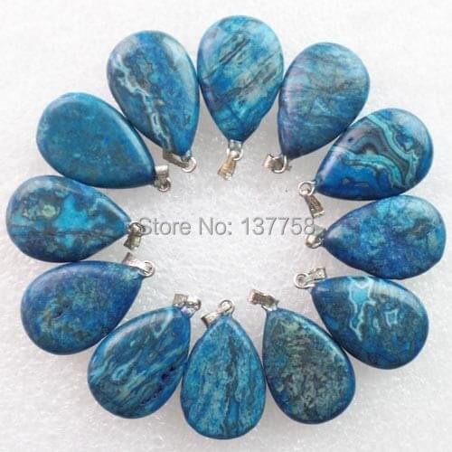 50Pcs Blue Crazy Lace Agates Teardrop Pendant Bead 26x15x6mm E7