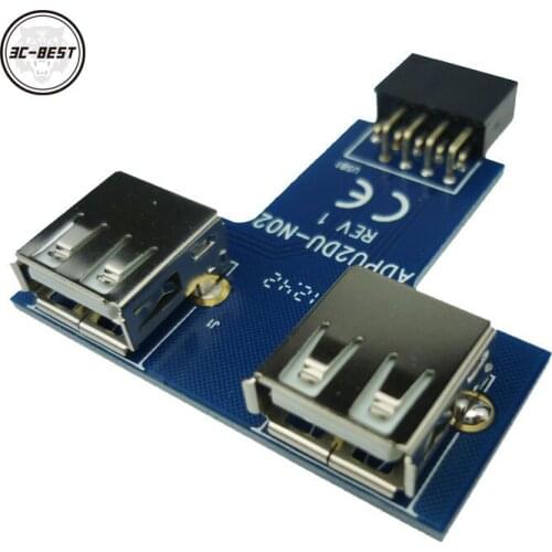 9pin USB HUB to USB2.0 Hub Connector 2-Female USB Expansion Board Module