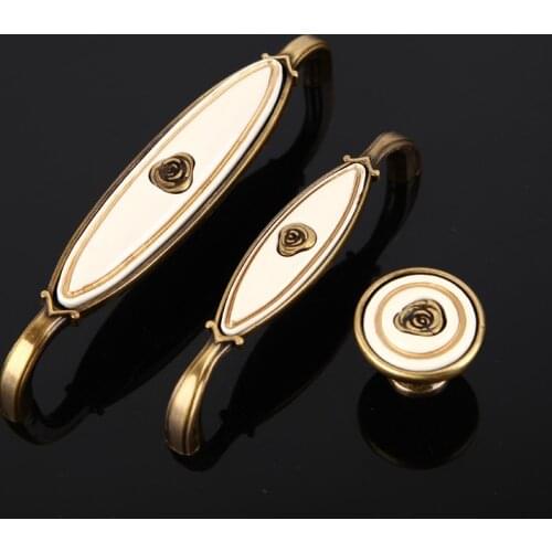 96mm 128mm Creative retro rose ceramic kitchen cabinet cupboard door handle bronze drawer tv table shoe cabinet dresser knobs 5"