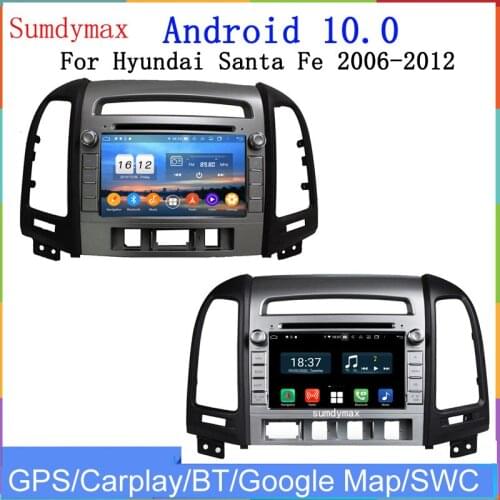 7INCH android 10 car dvd player for santa fe 2006-2012 headunit radio recorder 8core 4+64G gps navigaiton audio stereo