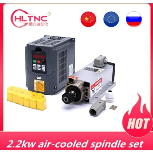 Free shipping 4 bearings ER20 cnc spindle motor 2.2KW 220V/ 380v 24000rpm air cooling +2.2KW VFD&inverter+13 ER20 collet
