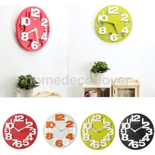 Large 3D Number Cut-Out Wall Clock Battery Operated Quartz Analog Quiet Decorative Wall Clock
