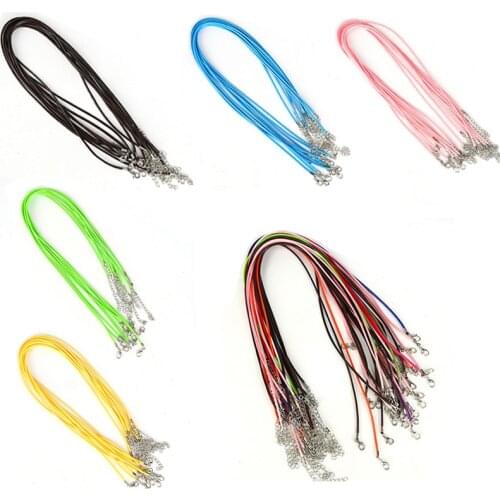 5Pcs 1.5/2mm Korean Waxed Leather Chains Necklace Bracelet Pendant Charms with Lobster Clasp DIY Jewelry Findings String Cord