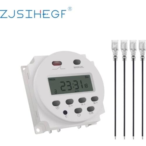 Digital Timer Switch CN101A With 4 Wires 5/12/24/110/220V 7 Days Weekly Programmable Time Relay Programmer Built-in