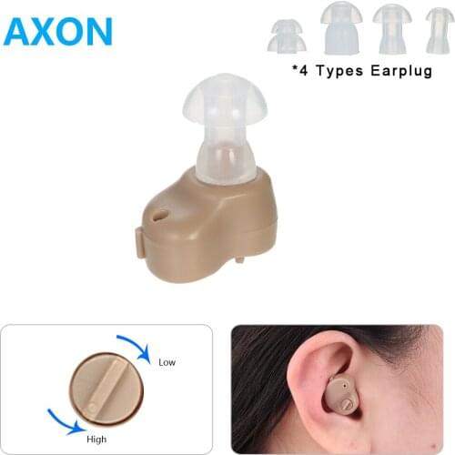 AXON Digital Ear Hearing Amplifier ITC Volume Control Personal Sound Amplifier Enhancer Hearing Aid 3 Silicone Earplug