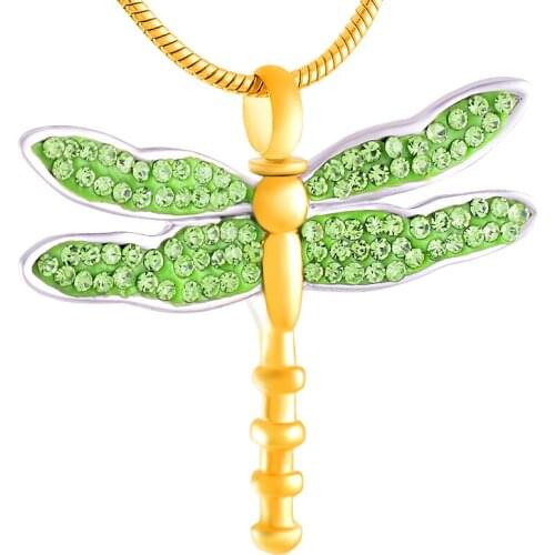 CMJ9417 Elegant Holy Dragonfly Memorial Ashes Keepsake Urn Pendant Cremation Jewelry Stainless Steel Ashes Necklace
