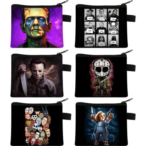 Classic Horror Movie Character Michael Myers / Jason / Freddy Krueger / Chuck Coin Purse Unique Mini Wallet Key Credit Card Bag