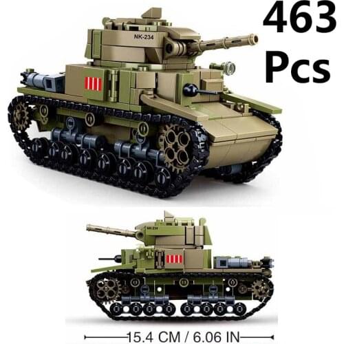 463Pcs World War II 2 In 1 M13/40 Medium Tank Building Blocks WW2 Military Car Model Toys As Christmas Gift For Children