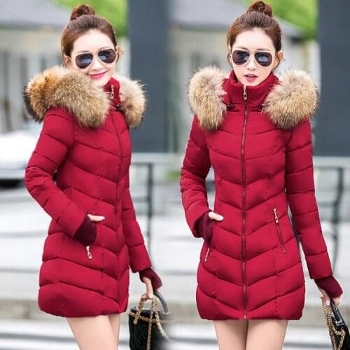 Fashion New 2020 Winter Coat Women Winter Jacket Womens Parkas Gloves warm detachable fur collar detachable hat Slim fit Outwear