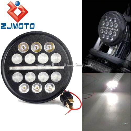 5.75inch Motorcycle Round LED Projector Headlight Hi/Low DRL 6000K Bright White For Harley Softail Street Glide Electra Glide