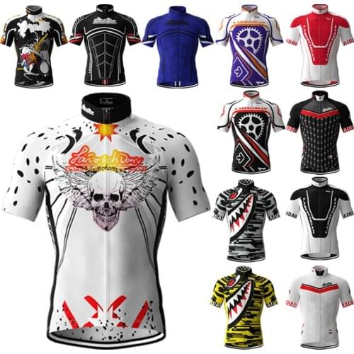 LairschDan Mens Bicycle Skull Shirt 2021 Summer Cycling Jersey Breathable Short Sleeve Camiseta Ciclismo Hombre MTB Bike Clothes