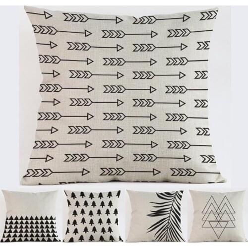 Black geometric arrow line christmas tree 45*45cm square pillow case Cushion cover car sofa decoration pillow cushions