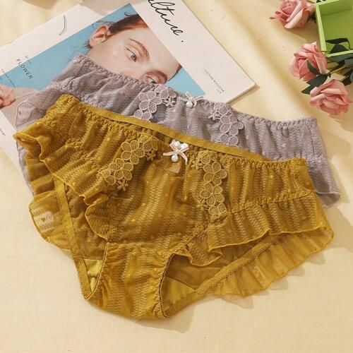 New Womens Underwear Sexy Lace Panties Fashion Flower Comfort Briefs Mid Waist Seamless Retro Underpants Female Lingerie