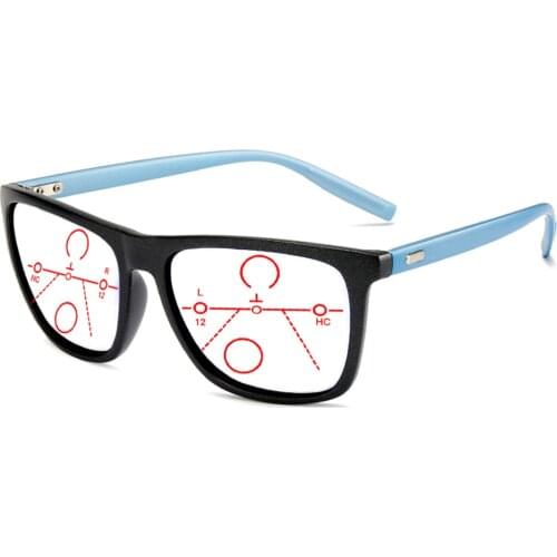 Al-mg Alloy Legs Square Oversized Men Progressive Multifocal Reading Glasses +0.75 +1 +1.25 +1.5 +1.75 +2 +2.25 +2.5 +2.75 To +4
