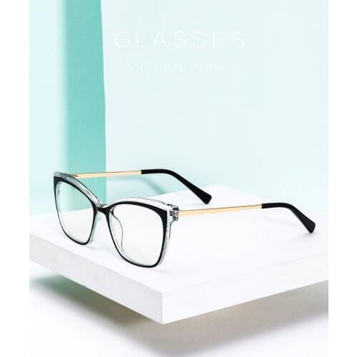 Hot Selling Ready Stock Thin TR 90 Optical Frame With Metal Temple Anti Blue Light Radiation Glasses