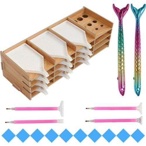 5D Diamond Painting Tools and Kits Drill Wood Tray Organizer, Stackable Tray Holder Tower for Tray for Diamond Painting