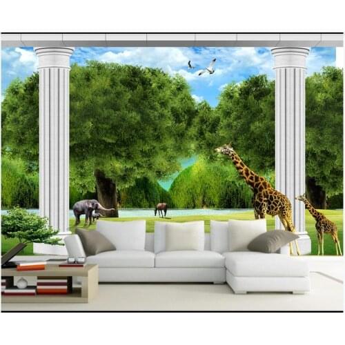 Custom photo 3d wallpaper Animal nature landscape big tree grass lake room home decor 3d wall murals wallpaper for walls 3 d