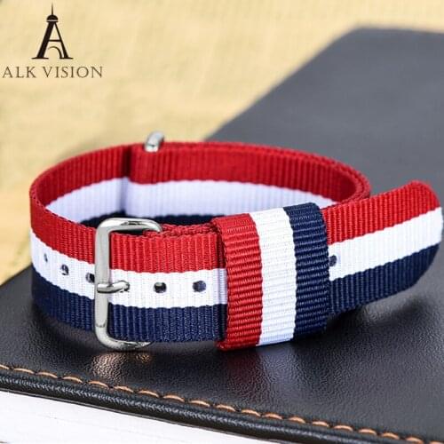 Watchband 20mm Canvas Sports Watchstrap Navy Nylon Watchbelt Wristband 20mm Watches Accessory Replace Bracelet DIY Parts