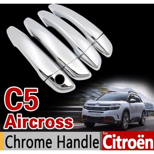 For Citroen C5 Aircross Luxurious Chrome Door Handle Cover Trim Set for 4Door 2017 2018 Car Accessories Stickers Car Styling