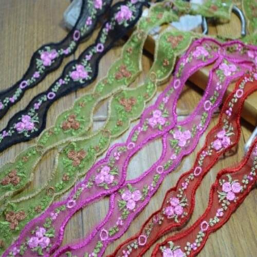 Pink black green red embroidered lace tablecloths curtain clothing baby clothes costume dance headdress flower trim Z1145