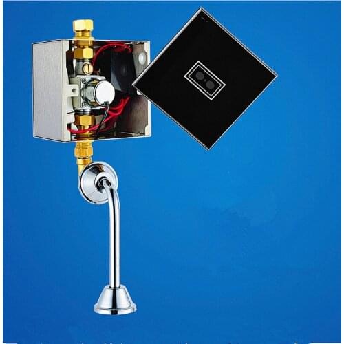 Concealed top spud inlet water sensor urinal,Tempered glass panel AC220V/DC6V Infrared Automatic induction urinal flusher