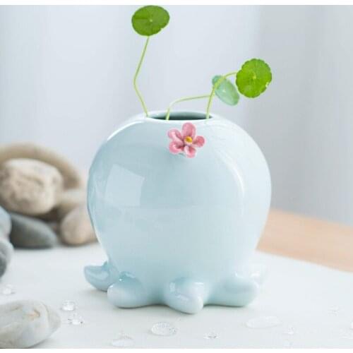 Modern ceramic vase Originality Celadon Crafts Hydroponics Tabletop porcelain Vases Home decoration container
