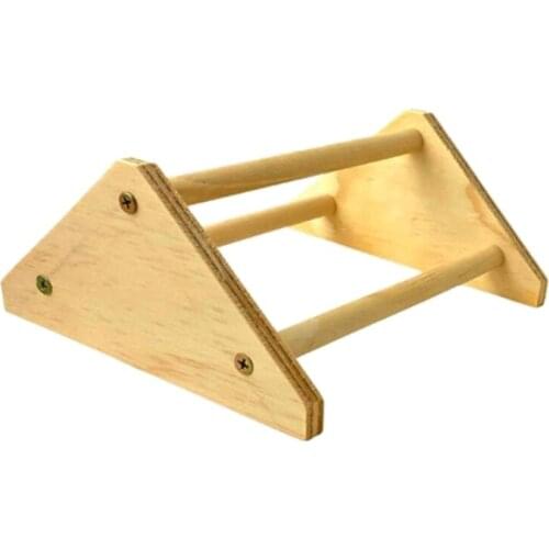 Chick Training Perch Natural Wood Bird Perch Stand Triangular Shape Coop Bird Cage Accessories Pecking Toy for Chicks
