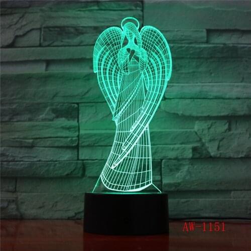 Home Office Atmosphere Decor Creative 3D LED Light Colorful Wings Girl Shape Angel Table Lamp Virgin Mary Light Tafellamp 1151