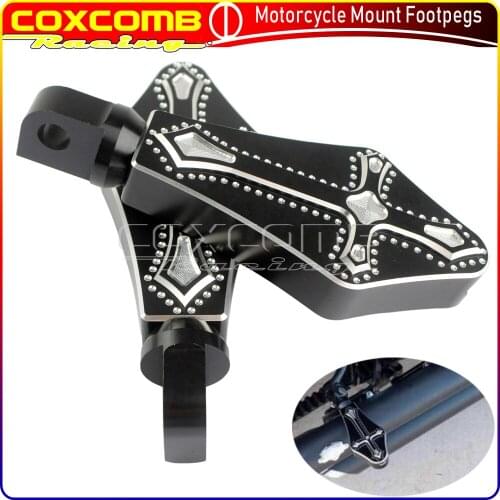 For Harley Dyna Sportster Touring Softail Rider Foot Rest Universal Motorcycle Aluminum Highway Black Cross Rear Foot Peg