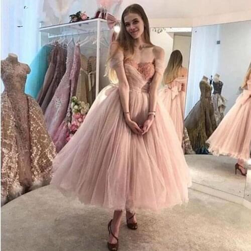 Pastel Pink Evening Formal Dresses robe de soiree 2020 Lace Glitter Beaded Prom Gown Formal Dress Ankle Length Sweetheart