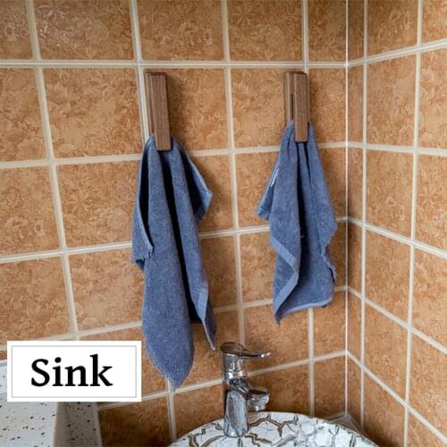 Solid Wood Clothes Hanger Holder Durable Bathroom Accessories Recableght Towel Hook Rack Wooden Wall Mounted Hanging Shelf