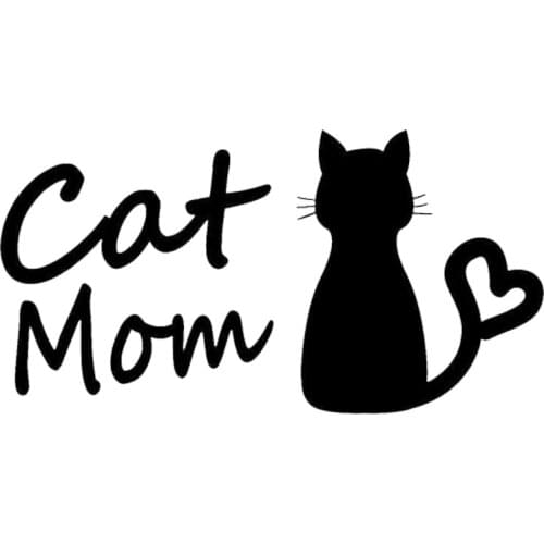 Cat Mom Car Sticker Funny Vinyl Decal Decor Black/Silver 13*7cm