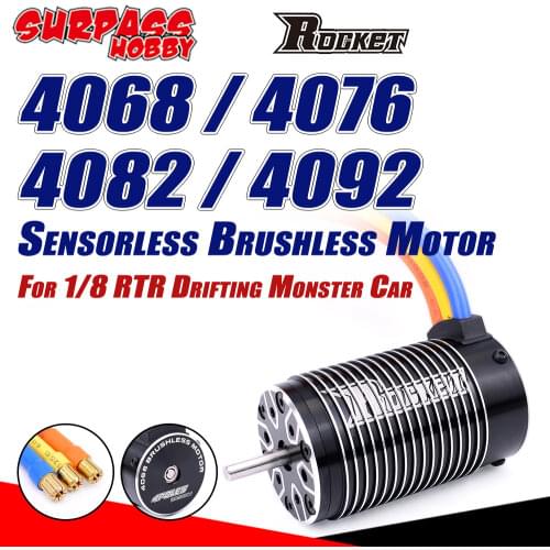 SURPASS HOBBY Rocket 4068 4076 4082 4092 Sensorless Motor Waterproof Brushless Motor 5mm for 1/8 RC Car Scx10 Trx4 Traxxas Slash