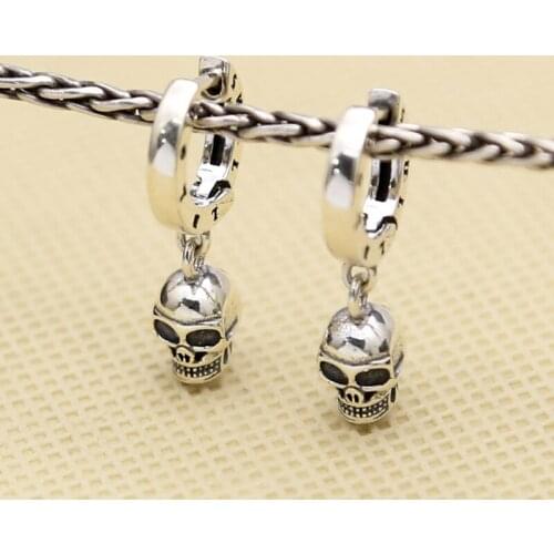 925 sterling silver jewelry punk wind earrings skull ring earrings men and women Korean version of personality fashion Earrings