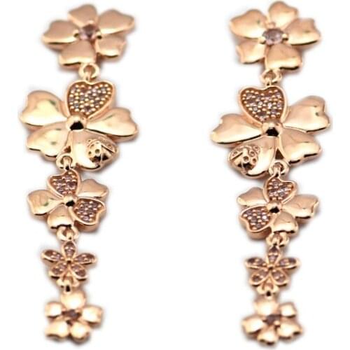 Wildflower Meadow Drop Earrings 925 Sterling Silver Jewelry For Woman Make up Fashion Female Earrings Party Jewelry Wholesale