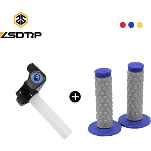 ZSDTRP Motorcycle Motocross Throttle Grip + 7/8" 22mm Handlebar Handle Grips For Honda Kawasaki ATV Dirt Pit Bike Moped Scooter