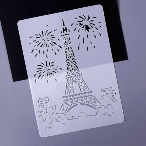 1pc Stencils Bullet Journal building Painting Template For Wall Painting Scrapbooking Album Decor Embossing Template Reusable