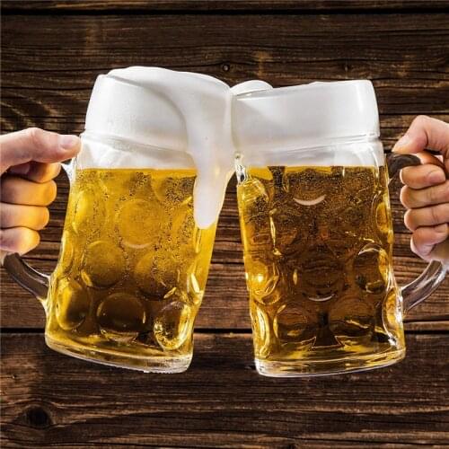 1000ML Beer Glasses Mug Large Capacity Thick Beer Mug Glass Crystal Glass Cup Transparent With Handle for Club Bar Party Home