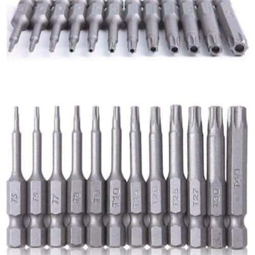 12pcs/set 50mm 1/4 Inch T5-T40 Magnetic Torx Screwdriver Bits Magnetic Torx Screwdriver Bits Set Wholesale