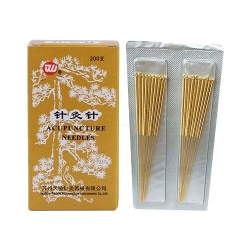 200pcs /100pcs / 20pcs Full gold-plated acupuncture needles Chinese medicine gold needle